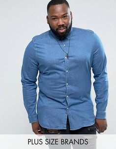 Эластичная облегающая джинсовая рубашка ASOS PLUS - Синий