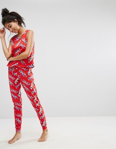 Пижамные майка и леггинсы с принтом динозавров ASOS - Мульти