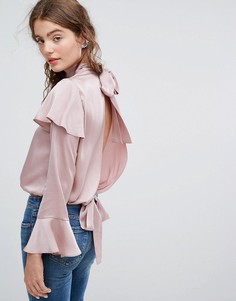 Блузка с оборками и разрезом на спине ASOS Luxe - Фиолетовый