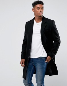 Черное полушерстяное пальто ASOS - Черный