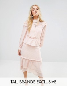 Платье мини с оборками и отделкой металлик True Decadence Tall - Розовый