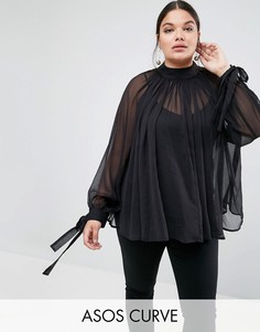 Свободная блузка с высоким воротником ASOS CURVE - Черный