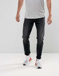 Черные выбеленные джинсы узкого кроя из денима плотностью 12,5 унции ASOS - Черный