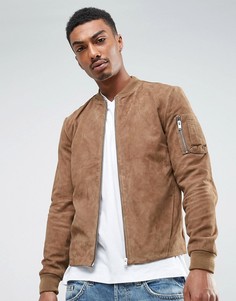 Замшевый бомбер Selected Homme - Бежевый