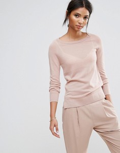 Трикотажный джемпер с длинными рукавами Selected - Розовый