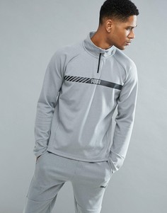 Серый эластичный свитшот на молнии Puma Running Active Tec 59423803 - Серый