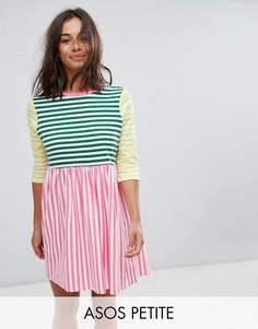 Свободное платье мини в полоску ASOS PETITE - Мульти