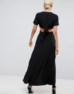 Чайное платье макси с открытой спиной ASOS - Черный