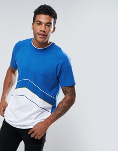 Бордовая длинная футболка со вставками ASOS - Синий