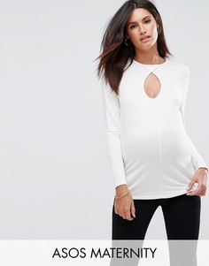Топ с длинными рукавами и вырезом капелькой ASOS Maternity - Белый