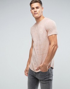 Длинная махровая футболка телесного цвета ASOS - Бежевый