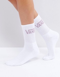 Белые носки с сиреневой надписью Vans - Белый