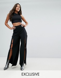 Брюки с широкими штанинами и завышенной талией Missguided - Черный