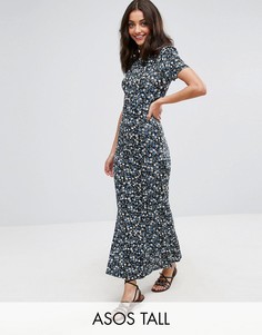 Чайное платье макси с цветочным принтом ASOS TALL City - Мульти