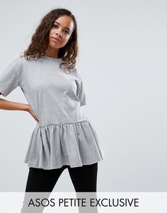 Повседневный топ с присборенной юбкой ASOS PETITE - Серый