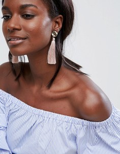 Серьги-подвески с дисками и кисточками ASOS - Золотой