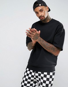 Черный свитшот оверсайз с короткими рукавами ASOS - Черный