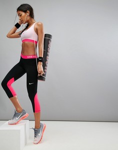 Черные капри с розовым поясом Nike Pro Training - Черный