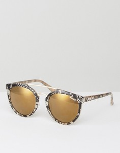 Круглые солнцезащитные очки со змеиным принтом Miss KG - Золотой