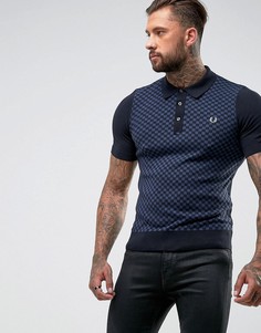 Темно-синяя футболка-поло в клетку Fred Perry - Темно-синий