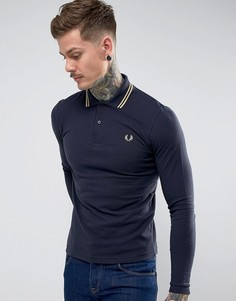 Темно-синяя футболка-поло с длинными рукавами Fred Perry REISSUES - Темно-синий