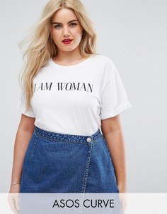 Футболка с принтом I am Woman ASOS CURVE - Белый