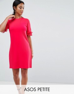 Платье-футболка из ткани понте с кружевными оборками на рукавах ASOS PETITE - Розовый