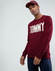 Бордовый свитшот с логотипом Tommy и круглым вырезом Tommy Hilfiger Denim - Красный