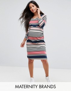 Свободное платье в полоску Mamalicious - Мульти Mama.Licious