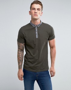 Поло с контрастным воротником из шамбре Brave Soul - Зеленый