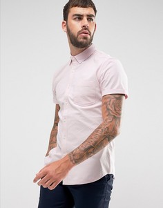Бледно-розовая эластичная узкая оксфордская рубашка в стиле casual от ASOS - Розовый