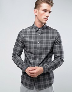 Зауженная джинсовая рубашка в клетку ASOS - Черный