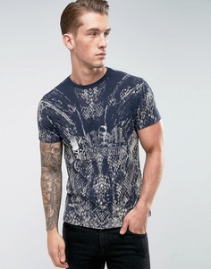 Футболка со змеиным принтом Diesel - Темно-синий