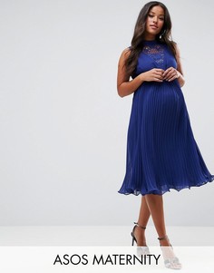 Платье без рукавов с кружевной вставкой ASOS Maternity - Темно-синий