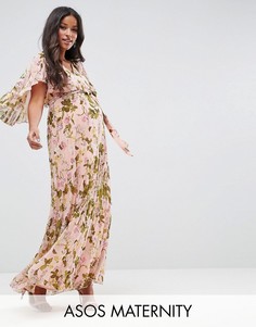 Платье макси с расклешенными рукавами и цветочным принтом ASOS Maternity - Мульти