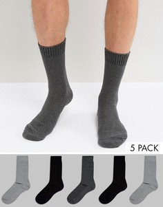 5 пар монохромных носков из вафельного трикотажа ASOS - Мульти