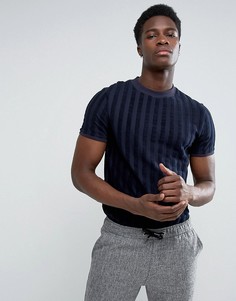 Темно-синяя футболка в рубчик ASOS - Темно-синий