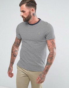 Темно-синяя узкая футболка в тонкую полоску Farah Vyner - Темно-синий