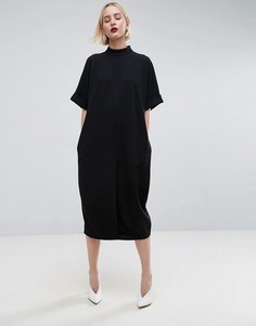 Платье миди овального силуэта ASOS WHITE - Черный