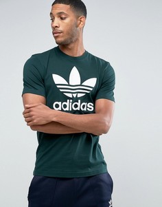 Зеленая футболка с логотипом-трилистником adidas Originals CD9304 - Зеленый