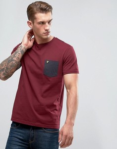 Бордовая футболка с контрастным карманом Lyle &amp; Scott - Красный