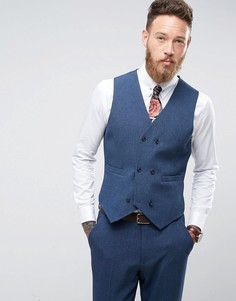 Облегающий жилет с принтом на подкладке ASOS Wedding - Темно-синий