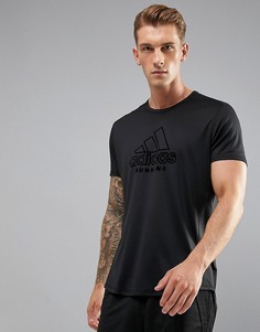 Черная двусторонняя футболка adidas Running TKO BR2405 - Черный