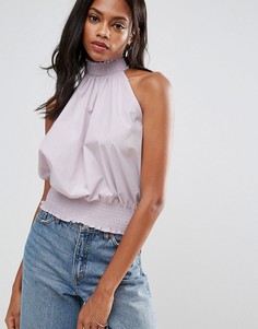 Свободный хлопковый топ с присборенной драпировкой ASOS - Фиолетовый