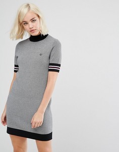 Вязаное платье в ломаную клетку Fred Perry - Черный