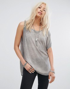 Футболка с одним рукавом Free People Pluto - Серый