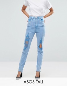 Узкие джинсы в винтажном стиле с завышенной талией ASOS TALL FARLEIGH - Синий