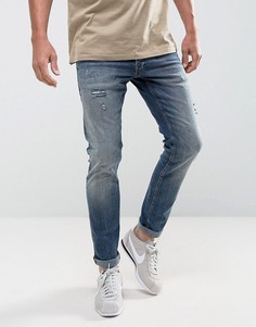 Узкие джинсы с рваной отделкой Jack &amp; Jones Intelligence - Синий