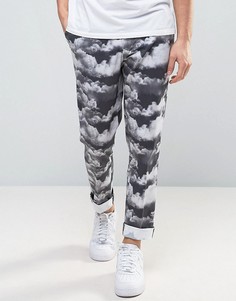 Строгие брюки скинни с облаками ASOS - Черный