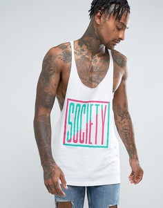 Майка-борцовка с принтом Society ASOS - Белый
